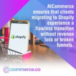 A smartphone in a miniature shopping cart displaying the Shopify logo, symbolizing a smooth migration process.