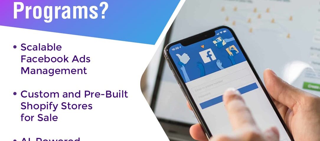 A hand holding a smartphone with the Facebook app visible, detailing the components of the Peter Szabo Mentorship Programs.