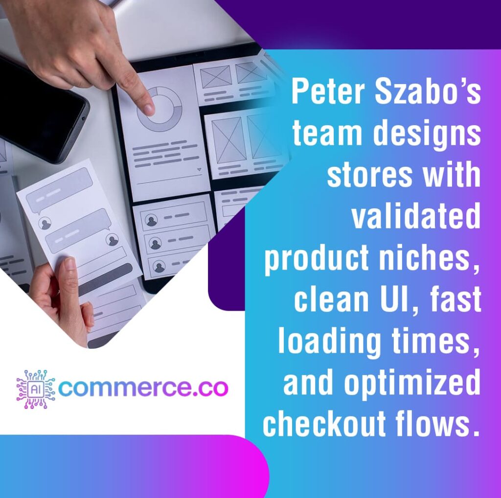 Hands working on a tablet showing website wireframes and design mockups.